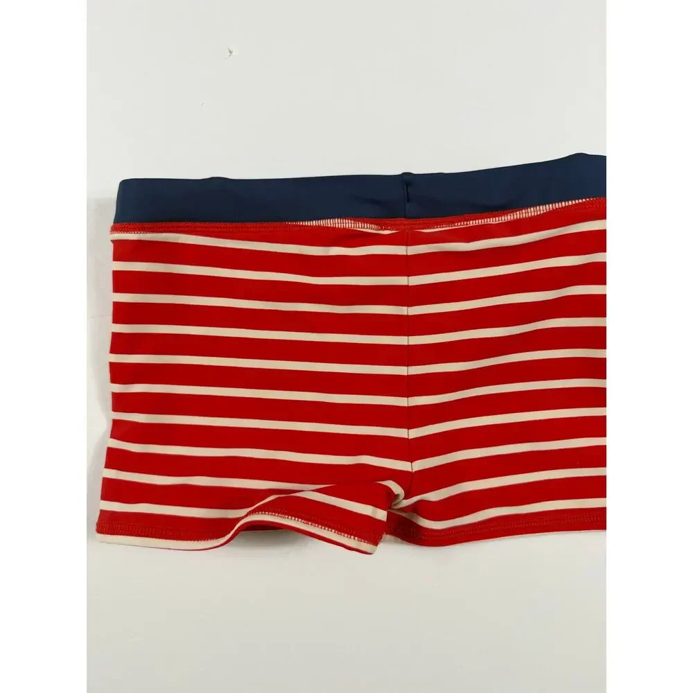 Mini Boden Boys Skull Crossbones Striped Swim Trunks Size 6-7 Years